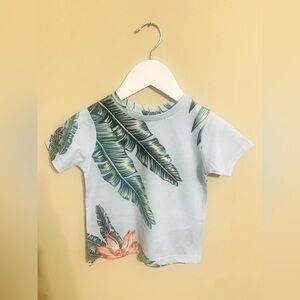 Baby Boys Blue Tropical Paradise Print Short Sleeve Cotton T-Shirt